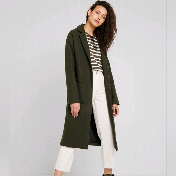 Element Bonnie Woolen Long Coat Green Size Small Petite - Picture 2 of 5